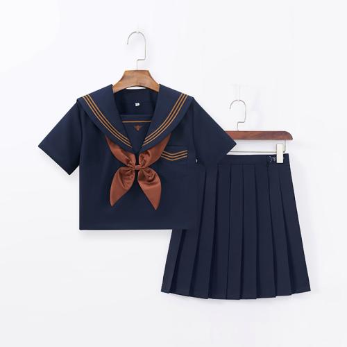 Polyester Slim Two-Piece Dress Set  Navy Blue PC