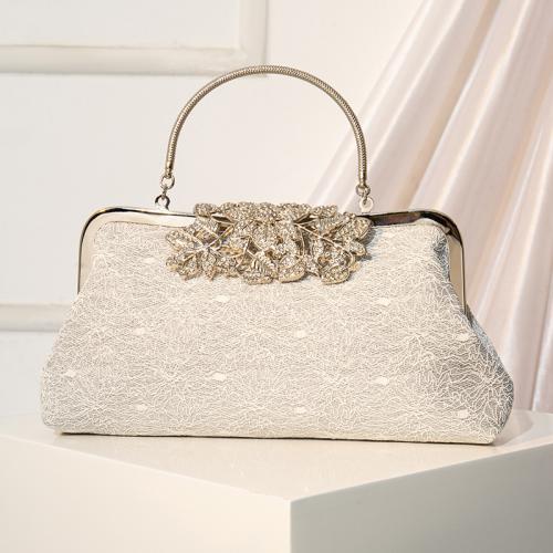 Lace Easy Matching Clutch Bag with chain & with rhinestone silver PC