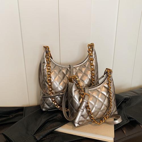 Vintage Rhombic Chain Underarm Bag Women's Tote Bag Stylish Shoulder Bag