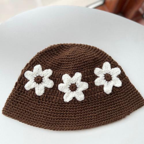 Handmade flower knitted hat women's wool fisherman hat basin hat warm hat