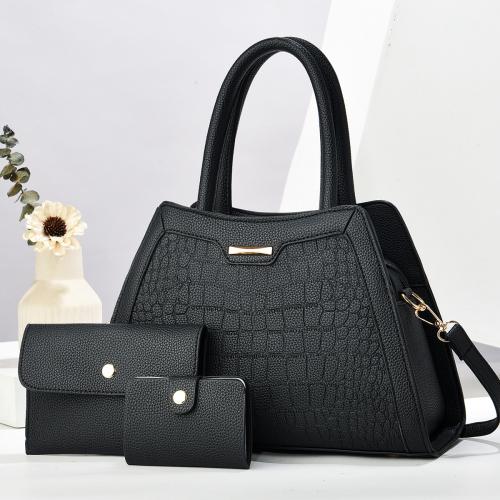 New Stone Pattern Three-Piece Bag Splicing Handbag  All-Match Large Capacity