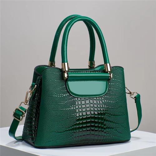 PU Leather hard-surface & easy cleaning Handbag attached with hanging strap crocodile grain PC