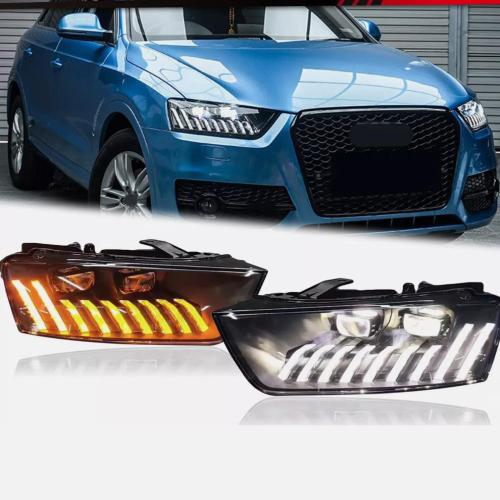 For AUDI Q3 2013-2018 RS Style LED DRL Sequential Projector Headlights Assembly WITHOUT AFS