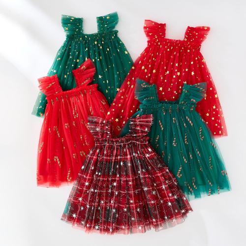 Christmas New Children's Dress Mesh Puffy dressPrincess Dress