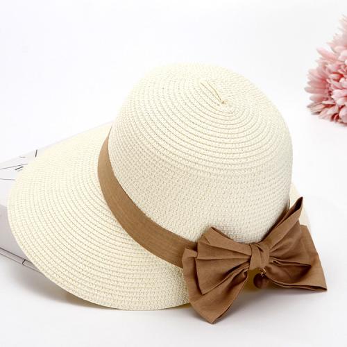 Women's New Summer Sunscreen Straw Hat Sunshade Hat for Travel Simple Foldable Beach Hat