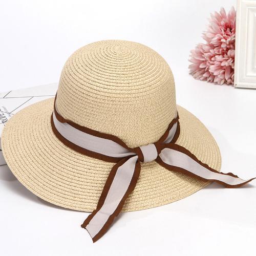 Straw Hat Elegant Bow Wide Brim Sun Hat Summer New Seaside Beach Hat