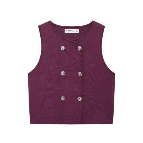 New Women's Casual Plain Knitted Sleeveless Short Vest