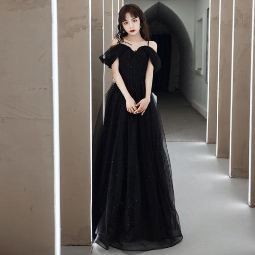 Polyester Off Shoulder & Plus Size Long Evening Dress PC