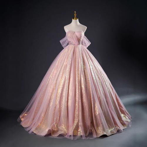 Polyester Long Evening Dress & tube pink PC