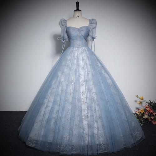 Polyester Long Evening Dress light blue PC