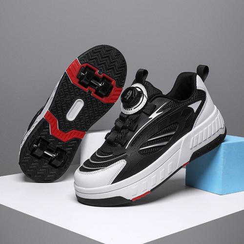 Microfiber Leather & PU Rubber & Mesh Fabric & Thermo Plastic Rubber Children Wheels Shoes hardwearing & breathable Pair