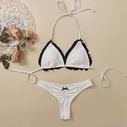 New Solid Color Cute Bow Decoration Bikini Sexy Lace Women Swimwear