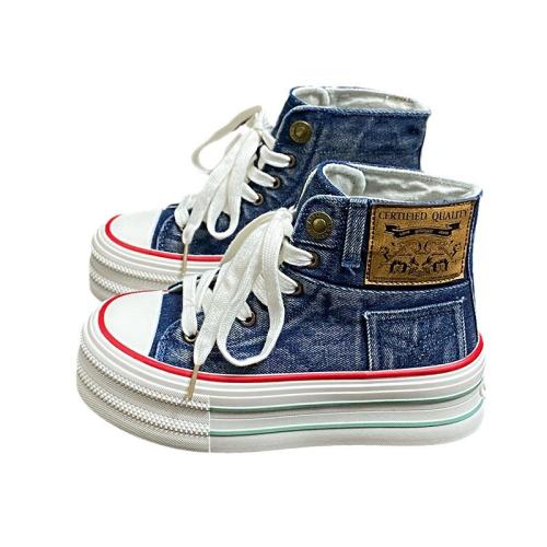 Denim High-top Canvas Shoes Women's Board Shoes Trendy All-match Casual Shoes