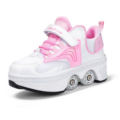 Rubber & Microfiber Leather & Mesh Fabric & Thermo Plastic Rubber & EVA & PU Leather & Nylon Children Wheels Shoes hardwearing & stretchable & unisex Pair