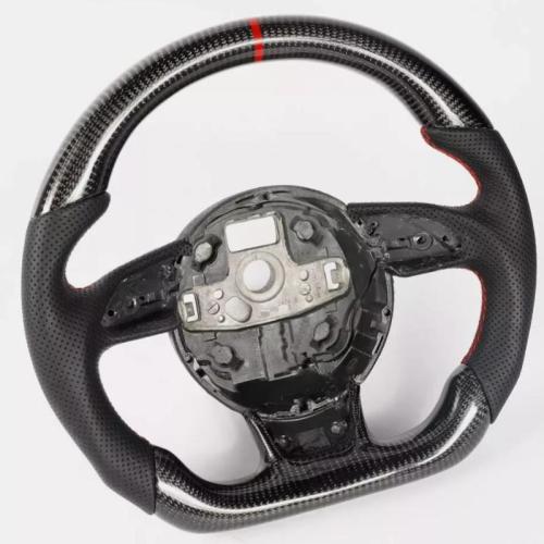 Real Carbon Fiber Flat Sports Steering Wheel for Audi B8.5 A3 A4 A5