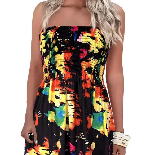 Polyester Slim Tube Top Dress & off shoulder printed mixed colors PC