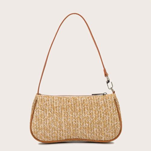 Straw Easy Matching Woven Shoulder Bag khaki PC