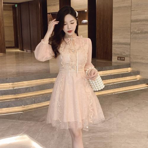 Gauze & Polyester One-piece Dress pink PC