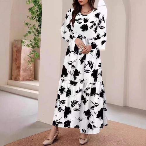 Polyester One-piece Dress white and black PC