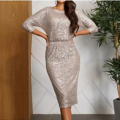 Sequin & Polyester Long Evening Dress PC