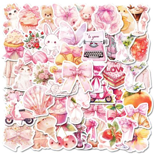 PVC Rubber DIY Decorative Sticker waterproof mixed pattern pink Bag