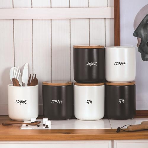 Acrylic & Porcelain & Wood Storage Jar three piece Set