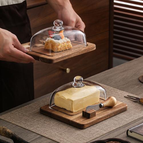 Glass & Wood Butter Box dustproof & transparent PC