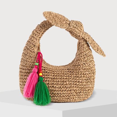 Paper Rope Easy Matching & Tassels Woven Tote PC