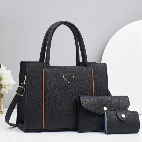 PU Leather Easy Matching Bag Suit large capacity & three piece Lichee Grain Set