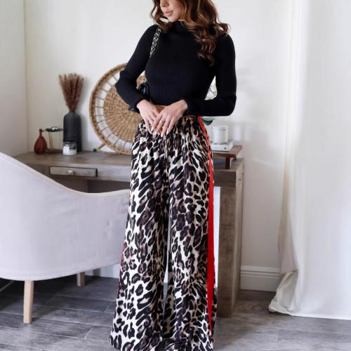 Polyester Wide Leg Trousers Wide Leg Trousers slimming & breathable printed leopard PC