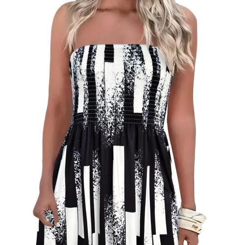 Polyester Slim Tube Top Dress & off shoulder printed white and black PC