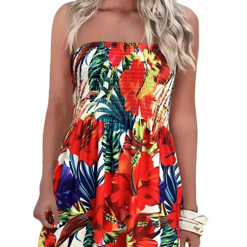 Polyester Slim Tube Top Dress & off shoulder printed floral mixed colors PC