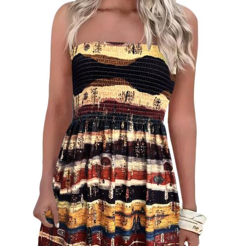 Polyester Slim Tube Top Dress & off shoulder printed mixed colors PC