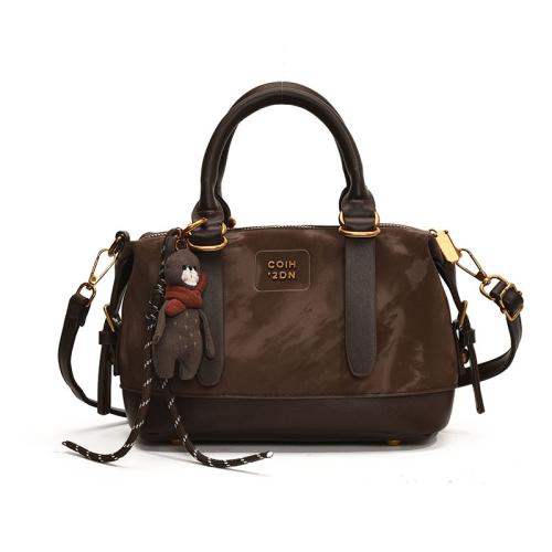 PU Leather Easy Matching Handbag with hanging ornament & attached with hanging strap Solid PC