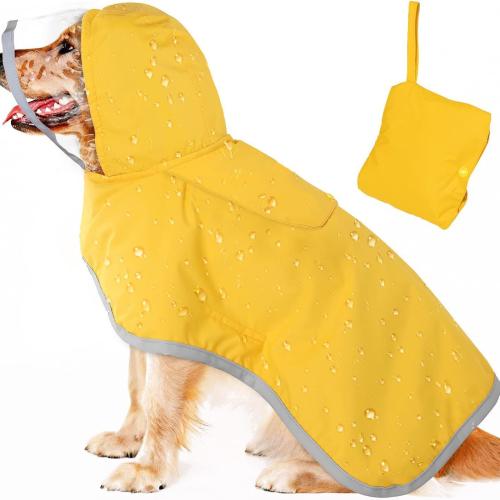 New dog raincoat adjustable hooded double-layer dog raincoat with reflective strip