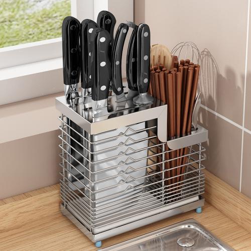 Stainless Steel Kitchen Knives Storage Rack hollow PC