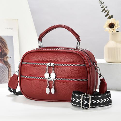 PU Leather hard-surface & easy cleaning & Easy Matching Handbag attached with hanging strap Solid PC