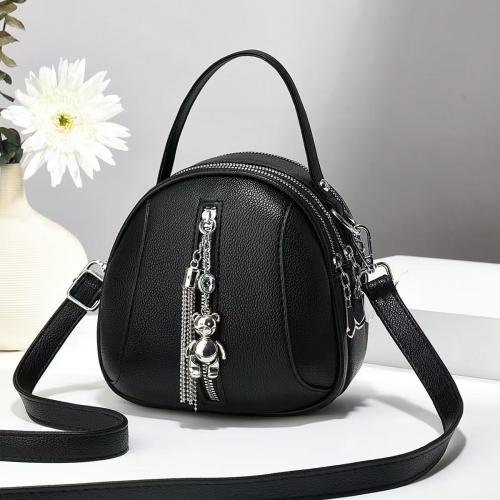 PU Leather easy cleaning Handbag with hanging ornament & attached with hanging strap Solid PC