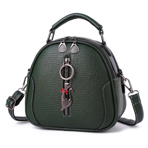 PU Leather Concise Handbag with hanging ornament & attached with hanging strap Solid PC