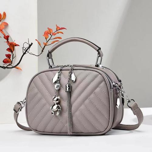 PU Leather easy cleaning Handbag with hanging ornament & durable & attached with hanging strap Solid PC