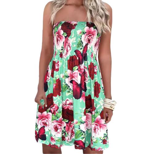 Polyester Slim Tube Top Dress & off shoulder printed floral mixed colors PC