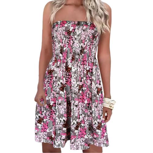 Polyester Slim Tube Top Dress & off shoulder printed floral mixed colors PC