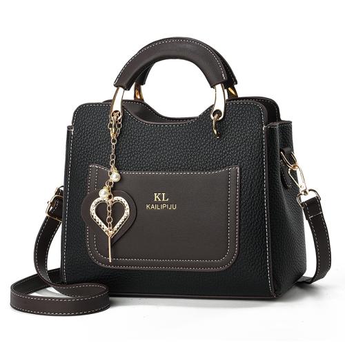 PU Leather easy cleaning & Easy Matching Handbag with hanging ornament & attached with hanging strap Solid PC