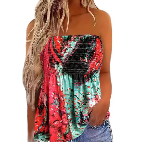 Polyester Slim Tube Top & off shoulder printed mixed colors PC