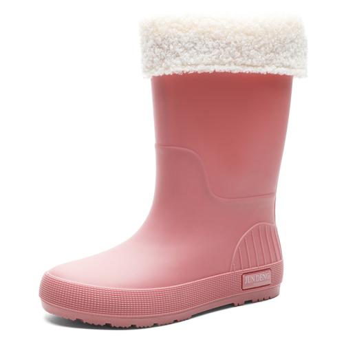 Casual Wear-resistant Water Shoes Women's Outfit PVC Waterproof Non-slip fleece-lined Rain Shoes