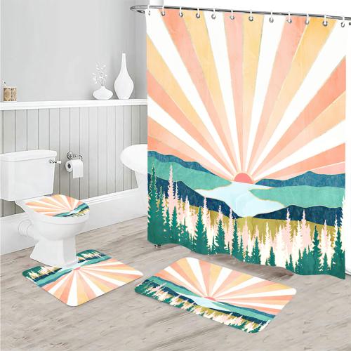 Polyester Ensemble d’accessoires de salle de bains Imprimé couleur et motif différents pour le choix pièce