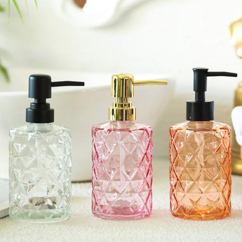 330ml vertical glass lotion bottle Diamond grain bathroom lotion bottle