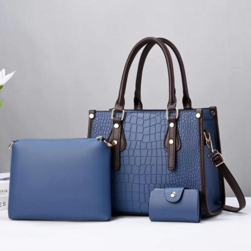 PU Leather Bag Suit large capacity & attached with hanging strap & three piece Solid Set
