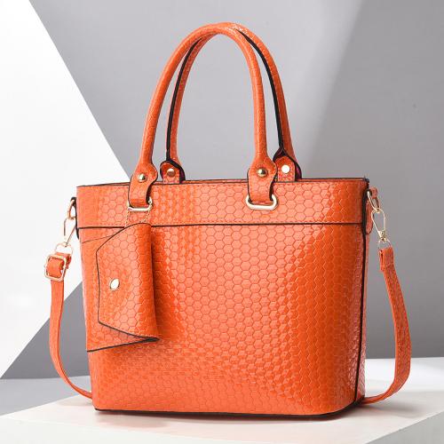 PU Leather With Coin Purse & easy cleaning Handbag large capacity & attached with hanging strap Solid PC