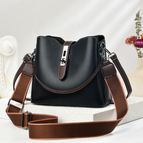 PU Leather Concise & Bucket Bag Handbag attached with hanging strap Solid PC